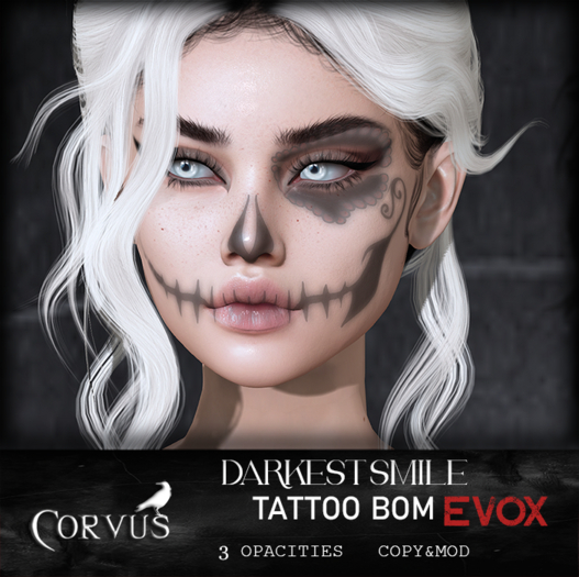 Second Life Marketplace - Corvus : Darkest Smile Tattoo EvoX